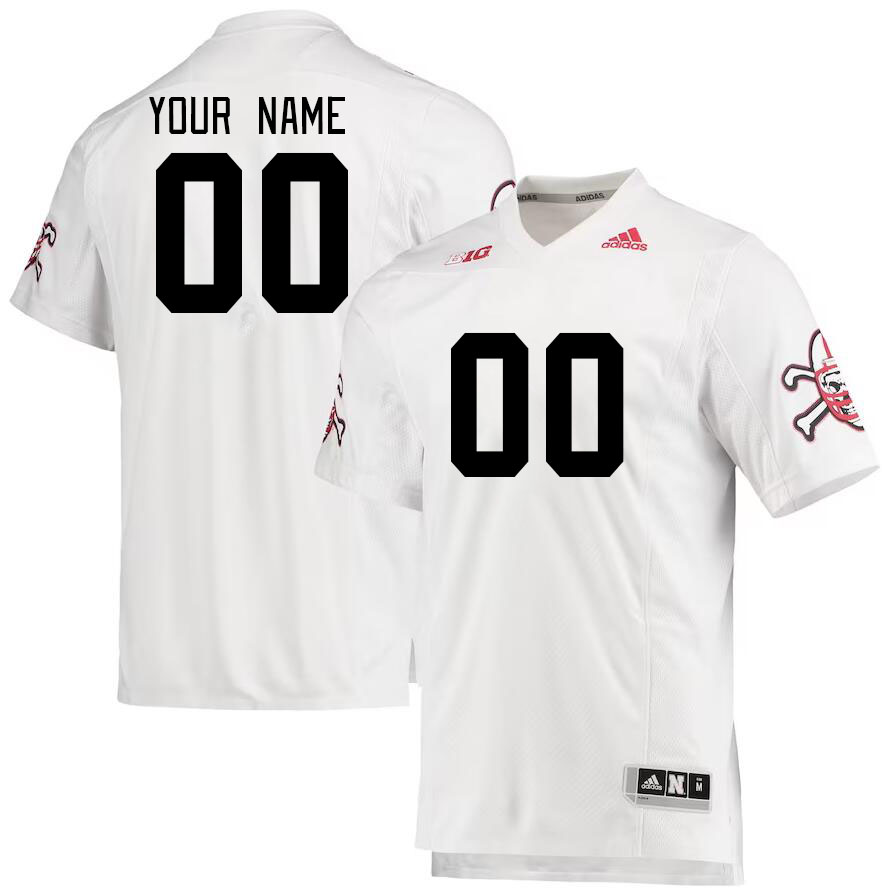 Custom Nebraska Huskers Name And Number College Football Premier Jerseys Stitched-White - Click Image to Close